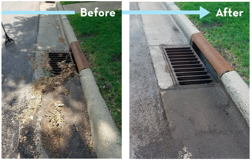 AdoptaDrainMN's tweet photo. In July, drain-adopters kept 6,480 lbs of leaves, trash, and sediment out of local lakes and rivers. Thanks for sending in your reports! Learn more about adopting a drain near you and report your work at https://t.co/4HsxXyATk1 https://t.co/jOkaT8jksd
