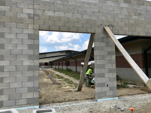 Look at that blue sky! Masonry is going up at <a href="/NewBremenSchool/">New Bremen Schools</a>'s new elementary school. <a href="/GarmannMiller/">Garmann Miller</a> <a href="/GilbaneBuilding/">Gilbane Building</a>