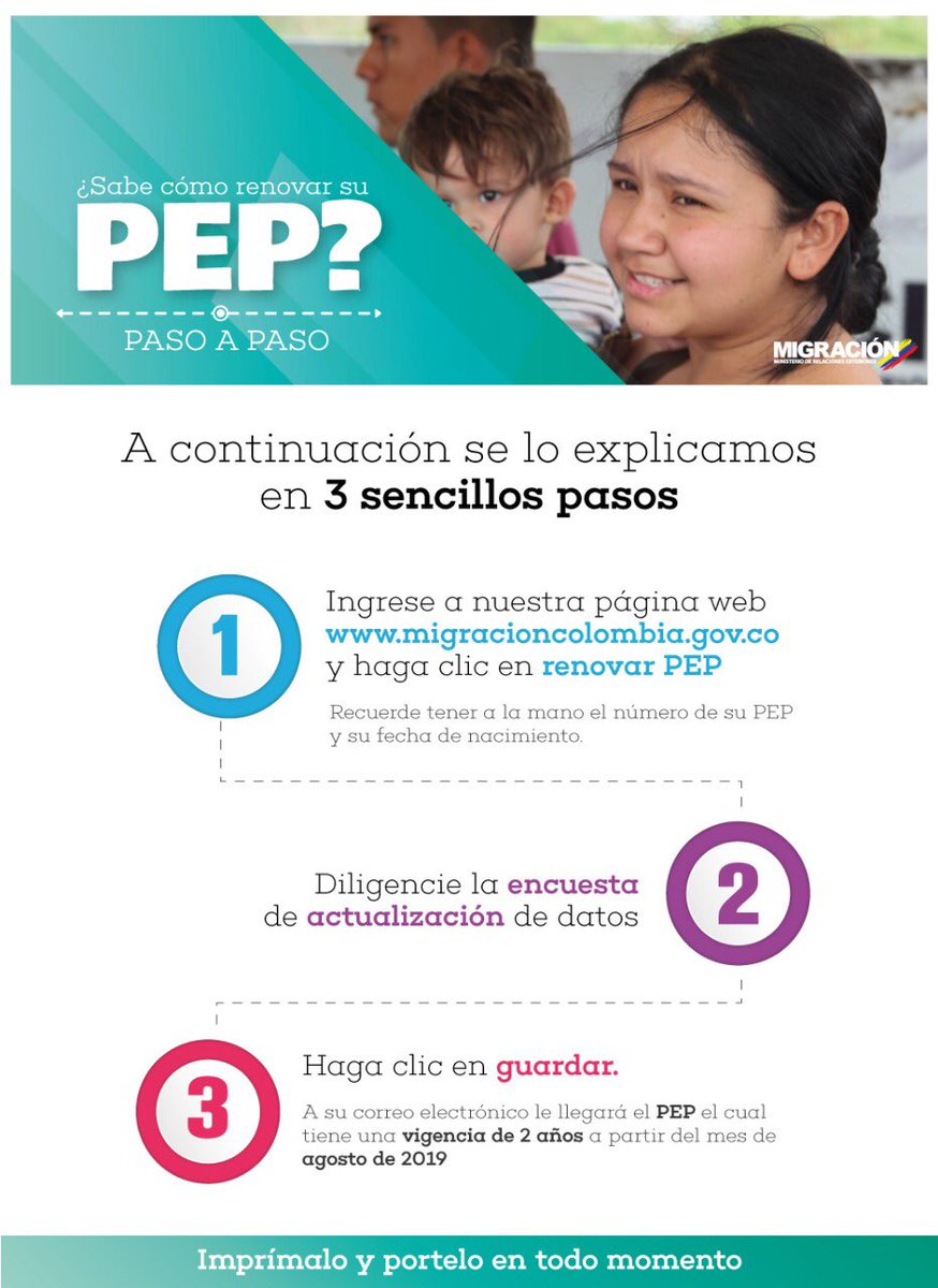 MigracionCol's tweet photo. #CiudanoVenezolano🇻🇪 si es portador de un #PEP que expira en 2019, siga estos pasos para renovarlo. 
Tenga presente que el trámite es gratuito y no necesita intermediarios
#SomosMigración https://t.co/ylVlIbuQRN