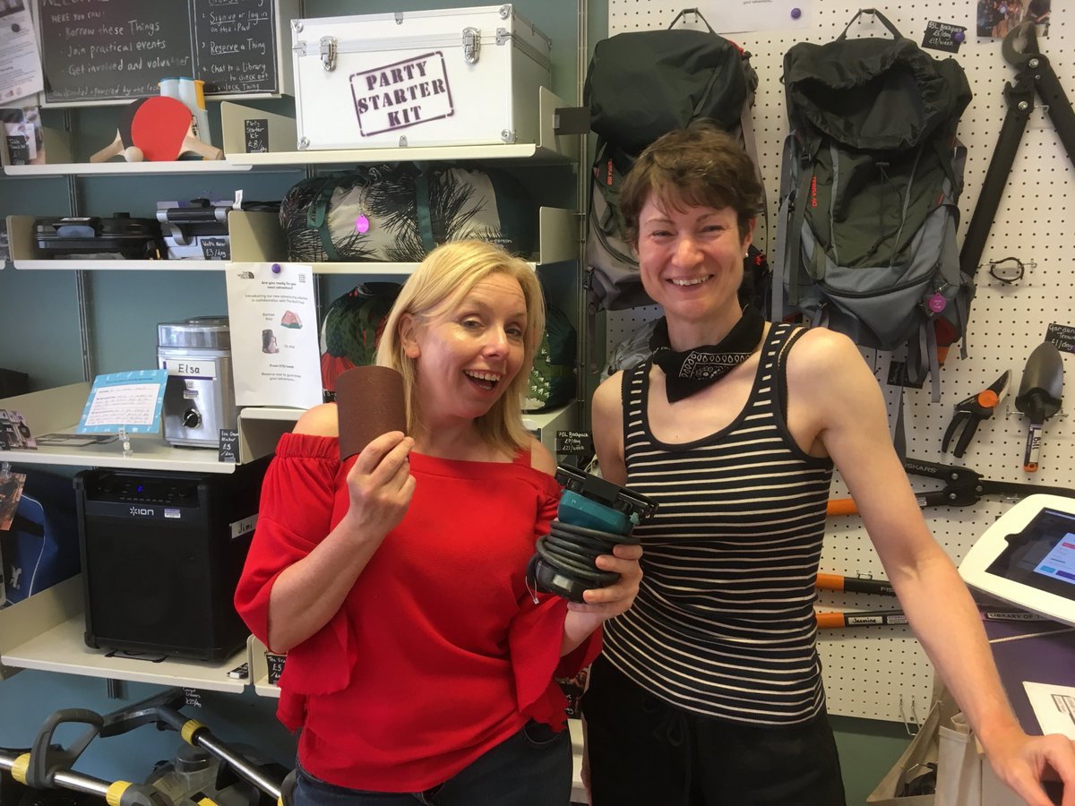 CrystalPalaceTT's tweet photo. Tam borrows the sander today from #CrystalPalace @libraryofthings to work on her coffee table. Pic'd with vol host Claudia. Check out our other tools + great range of other Things! #zerowastecrystalpalace #libraryofpossibilities #whybuywhenyoucanborrow
https://t.co/AKWOb4aTmJ https://t.co/T4GfuccYmg