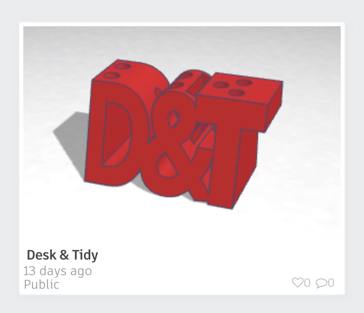 MrDSigner's tweet photo. Teaching myself @tinkercad over the summer holidays in the hope of building up CAD/CAM next year in the department. Already modified this original print. Need to learn some new functions, ideas welcome ! #Autodesk #TinkerCAD #3dprinting #dtchat #dandt https://t.co/Q3H7bArvCa