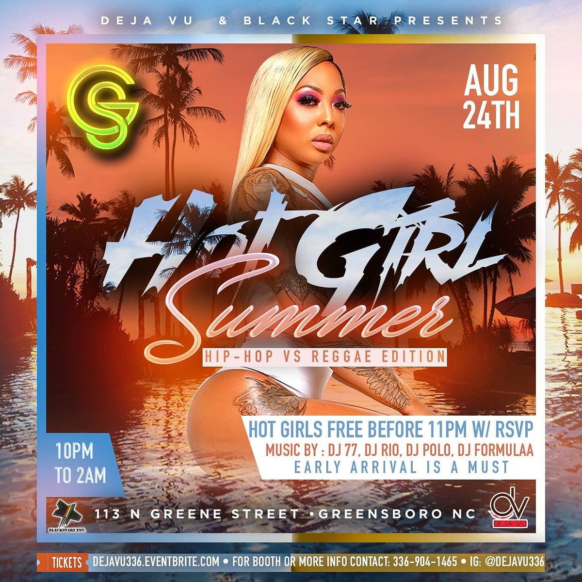 Dejavu336_'s tweet photo. Hot Girl Summer 
Back to School Party 
AUGUST 24TH
Hot Gilrs FREE with RSVP B4 11pm 
113 N Elm Street Greensboro, NC 
Hip Hop|Reggae|Afrobeat|Socca
Get your ticket today 
https://t.co/Sf6TMTymOW https://t.co/Xh1qfHJ4rk