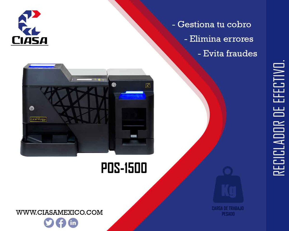 CIASAMexico's tweet photo. Te presentamos la POS -1500 una recicladora de dinero que ¡revolucionará tu negocio!.

Un equipo de fácil operación que te dará la libertad de dedicar mas tiempo a tus clientes
https://t.co/52NnPzrhHj

#CuentaconCiasa
#CiasaMexico https://t.co/CjWsy28jnz