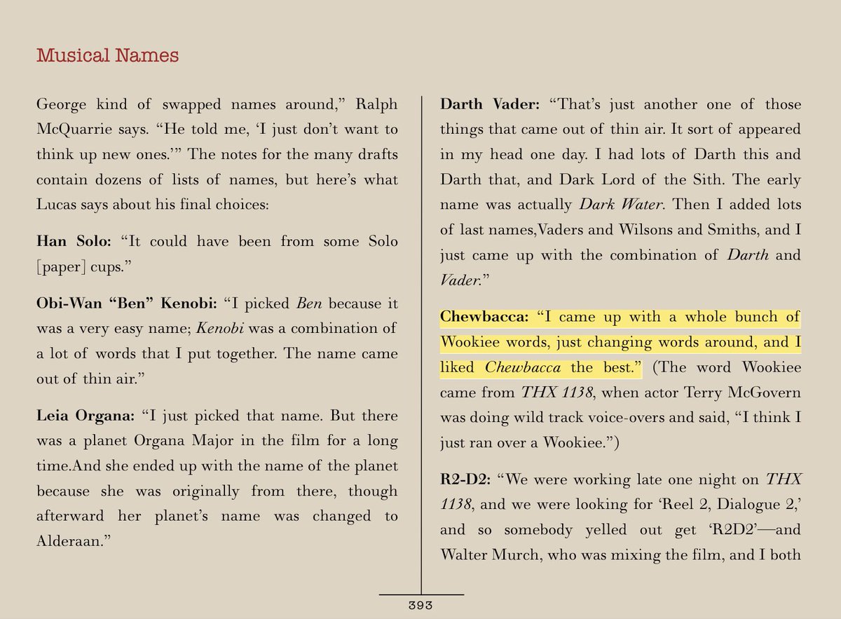 2. In The Making of  #StarWars, George Lucas says that he came up with “Chewbacca” and other Wookiee names by “changing words around”. No mention of Russian.3 The origin of the Russian words myth appears to be a 2007 website which cites no other sources or quotes.MYTH BUSTED? – bei  Lucasfilm Ltd