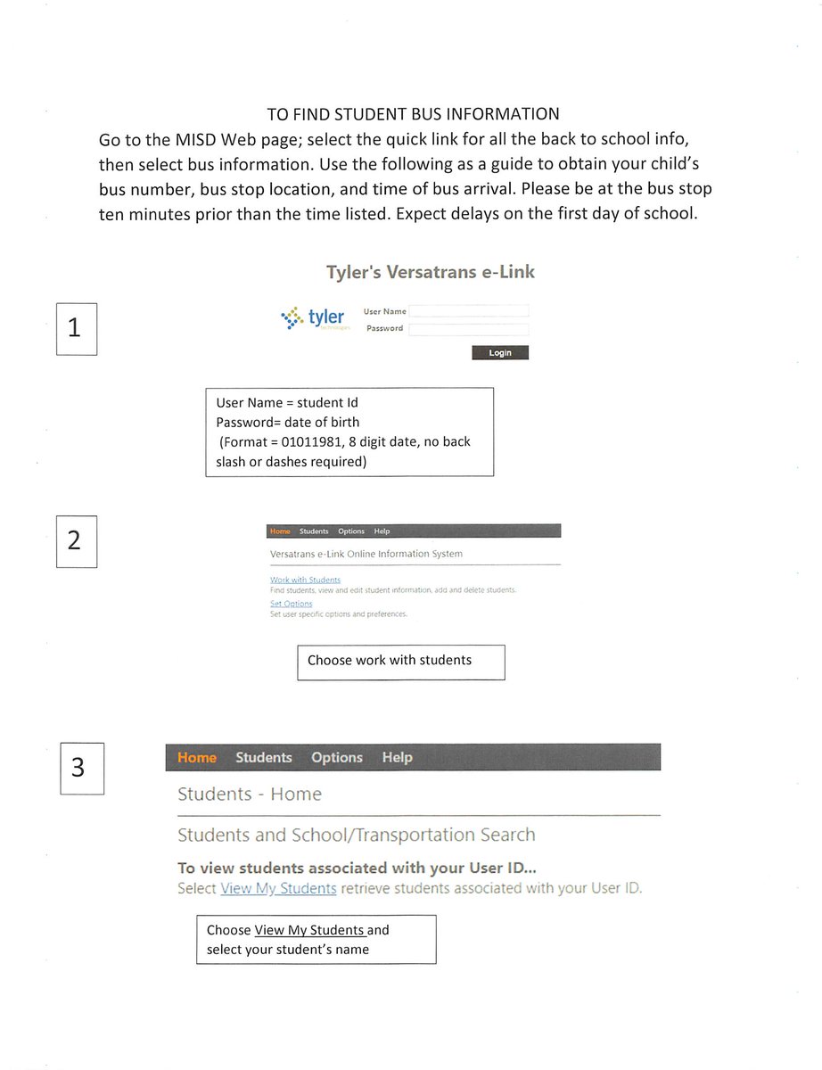 MagnoliaISD's tweet photo. ICYMI: 🚌 Bus route information is now available by visiting the transportation website. See the image below for login instructions. https://t.co/hda9YtVXQU https://t.co/n0IWdr46y8