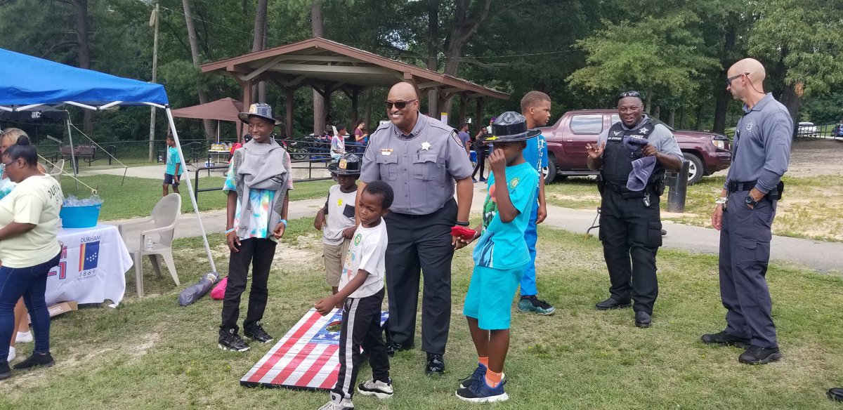 DurhamSheriff's tweet photo. We're on our way! Thanks #McDougaldTerrace for the warm welcome! #NNO2019 #NNODCSO https://t.co/leWJT5B2aO