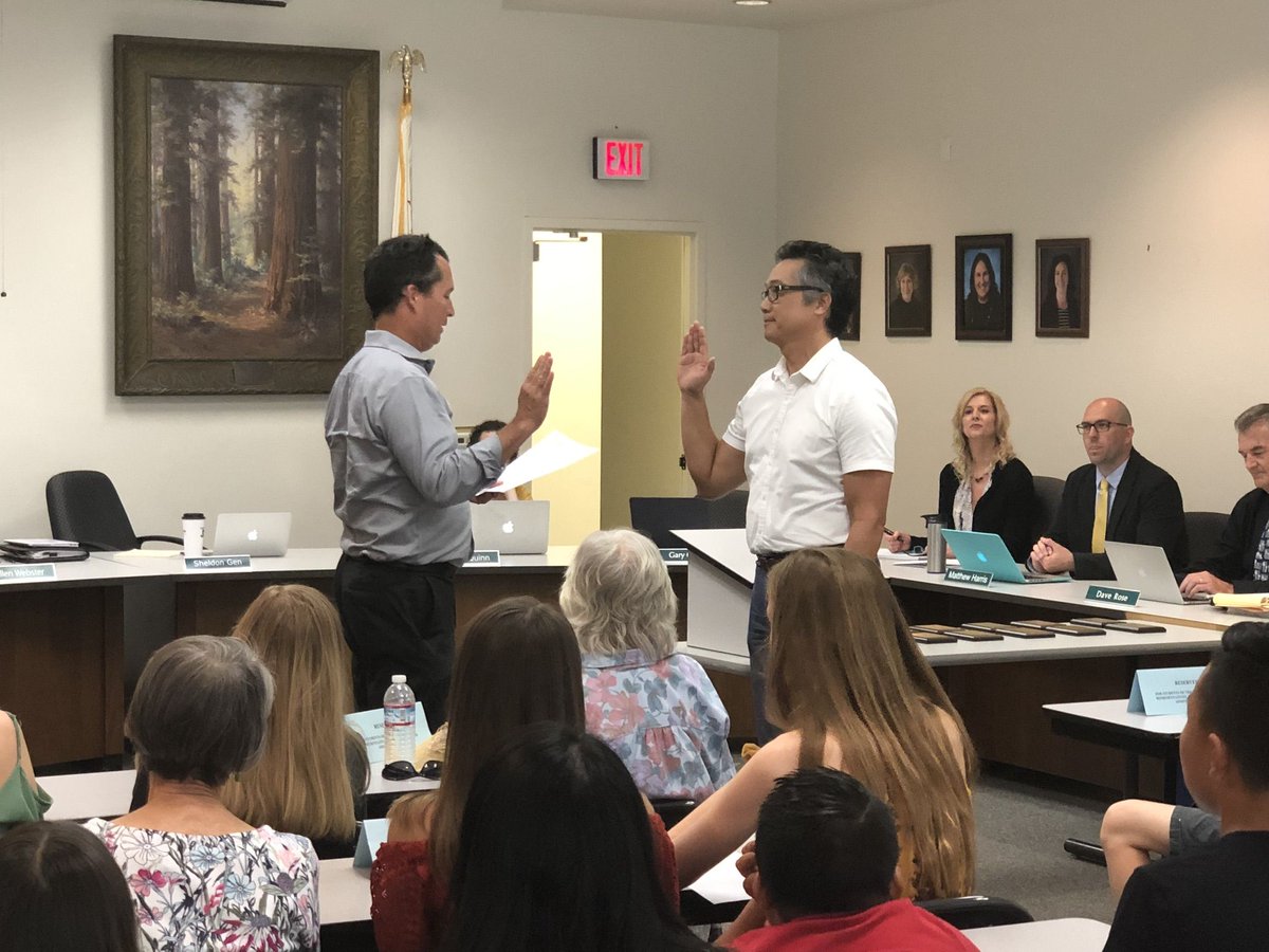 SFStateCHSS's tweet photo. Associate Professor Sheldon Gen (pictured right) of the School of Public Affairs &amp; Civic Engagement was recently appointed to the Board of Education for Petaluma City Schools. Gen teaches in the MPA and Ed.D. programs @SFSU https://t.co/DuJ3FyZUfK