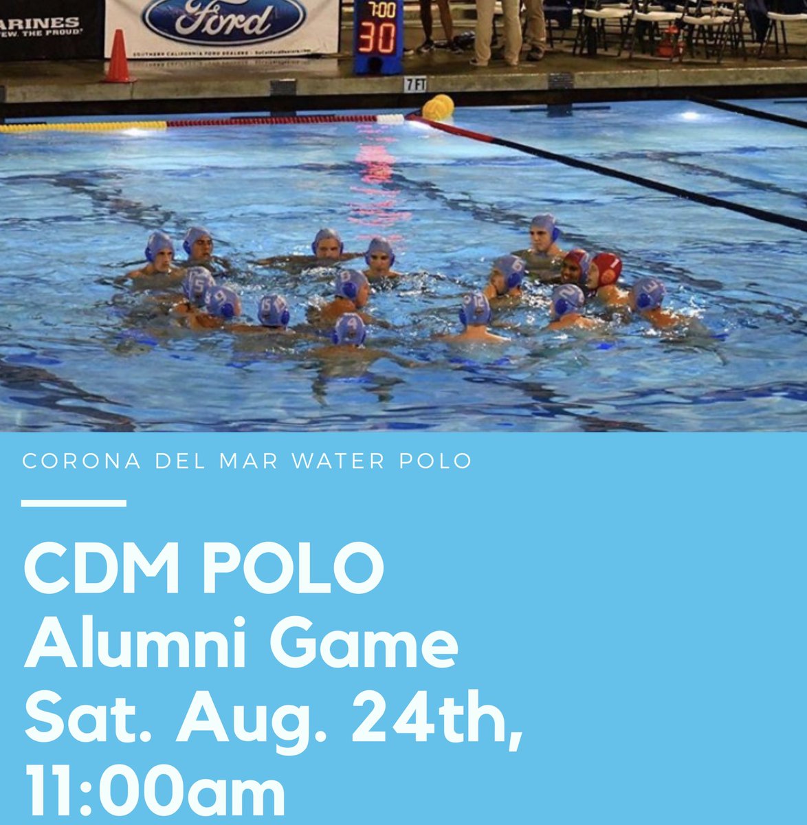 CDMBoysPolo's tweet photo. Correction on CDM Polo Alumni Game date. Aug. 24th, game time 11:00am, open pool 9:00am-11:00am #cdmpolo https://t.co/WvFPscHAWR