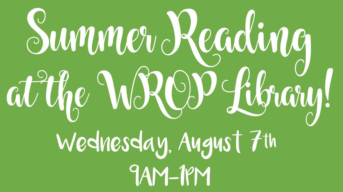 OdellPrimaryMC's tweet photo. Join us TOMORROW, August 7th for Summer Reading at the WROP Library! Mrs. Boyd will have the library open from 9AM-1PM &amp; will be doing read-alouds at 9:30 &amp;12:30. Families are able to check out up to TEN extra books to read before we come back to school! #OdellPrimaryPride https://t.co/kk7lnQcdQL