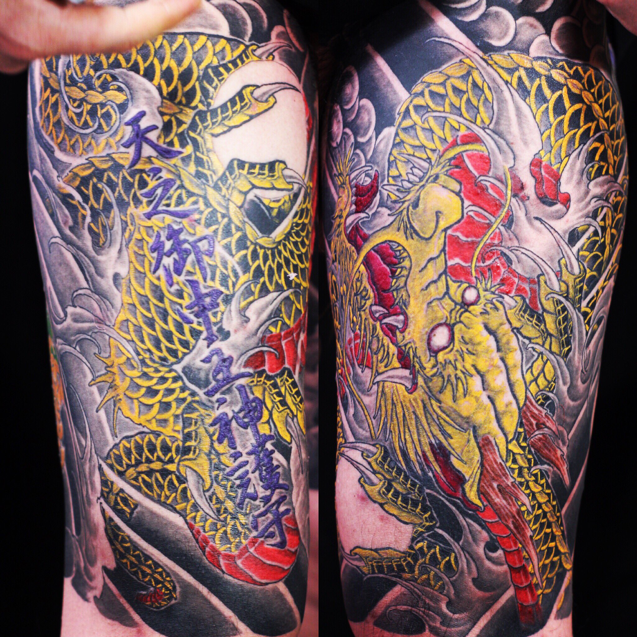 刺青師 彫写楽 Tattooist Gappi 黄龍あとちょっとで終わる いつもありがとうございます 刺青 和彫り 額 ボカシ タトゥー 黄龍 太もも カラー 途中 Tattoo Wabori Gaku Irezumi Japanesetattoo Tattooist Horisyaraku 彫師 相模原
