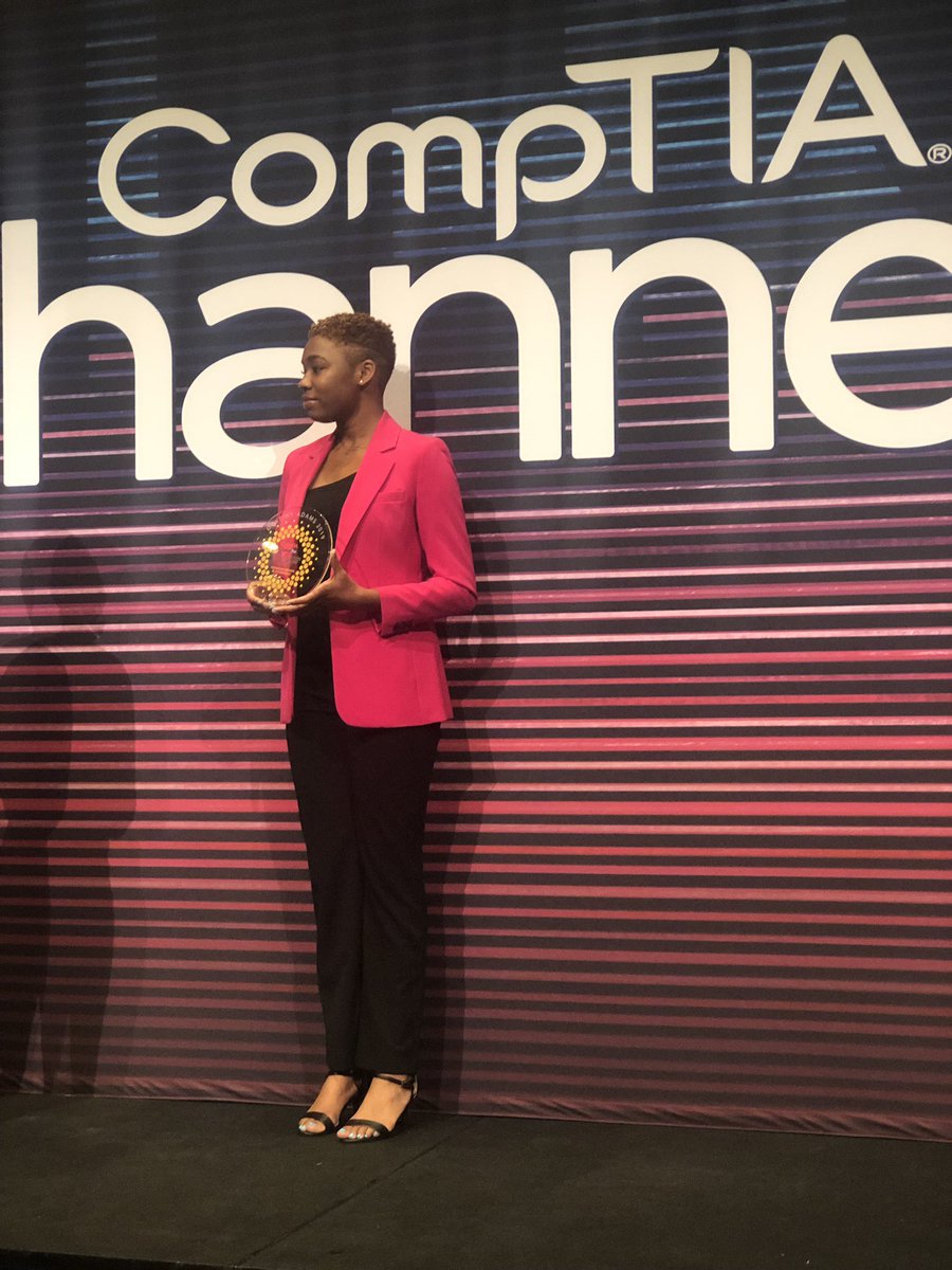 DestinyAdamsIn1's tweet photo. This has by far been one of the best experiences of my entire professional journey. The joy of receiving this award signifies the importance of staying committed to your goals. I proudly represent every girl with a dream. @CompTIA @CompTIAAdvocacy https://t.co/rIMVWkpZPv