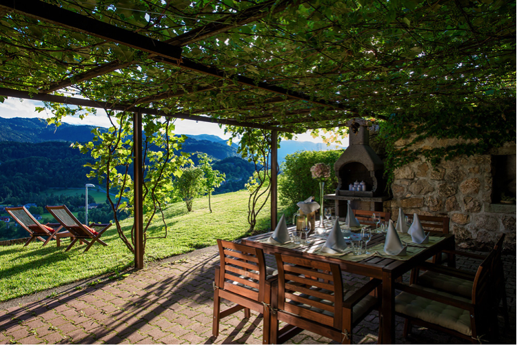 The Small Terrace at #Kunstelj is the single most beautiful spot in the Gorenjska region. This romantic green grove invites you to relax and simply enjoy the beautiful scenery of the valley of the Sava river. #enjoylife #beautytips