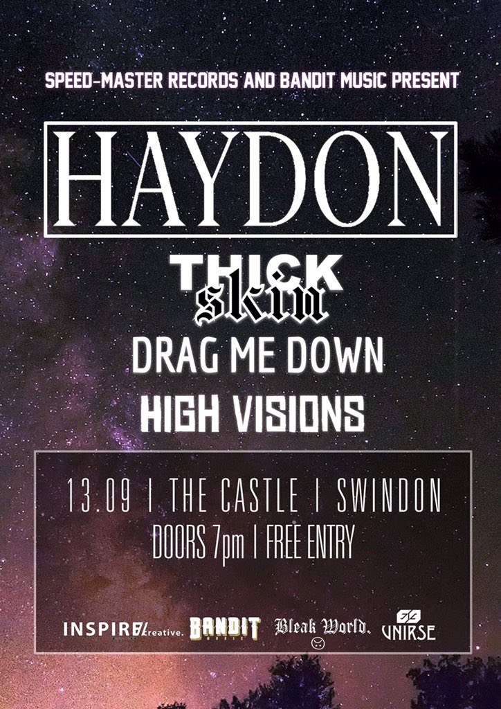 DragMeDown_UK's tweet photo. The announcements keep coming!
SWINDON. We're doing this absolutely insane hometown show in September with our boys Haydon THICK SKIN and High Visions (acoustic).
Sept 13th | The Castle | 19:00 | Free Entry
#DefendWhatevercore
🌐⏬ https://t.co/tFmYzBXe4T