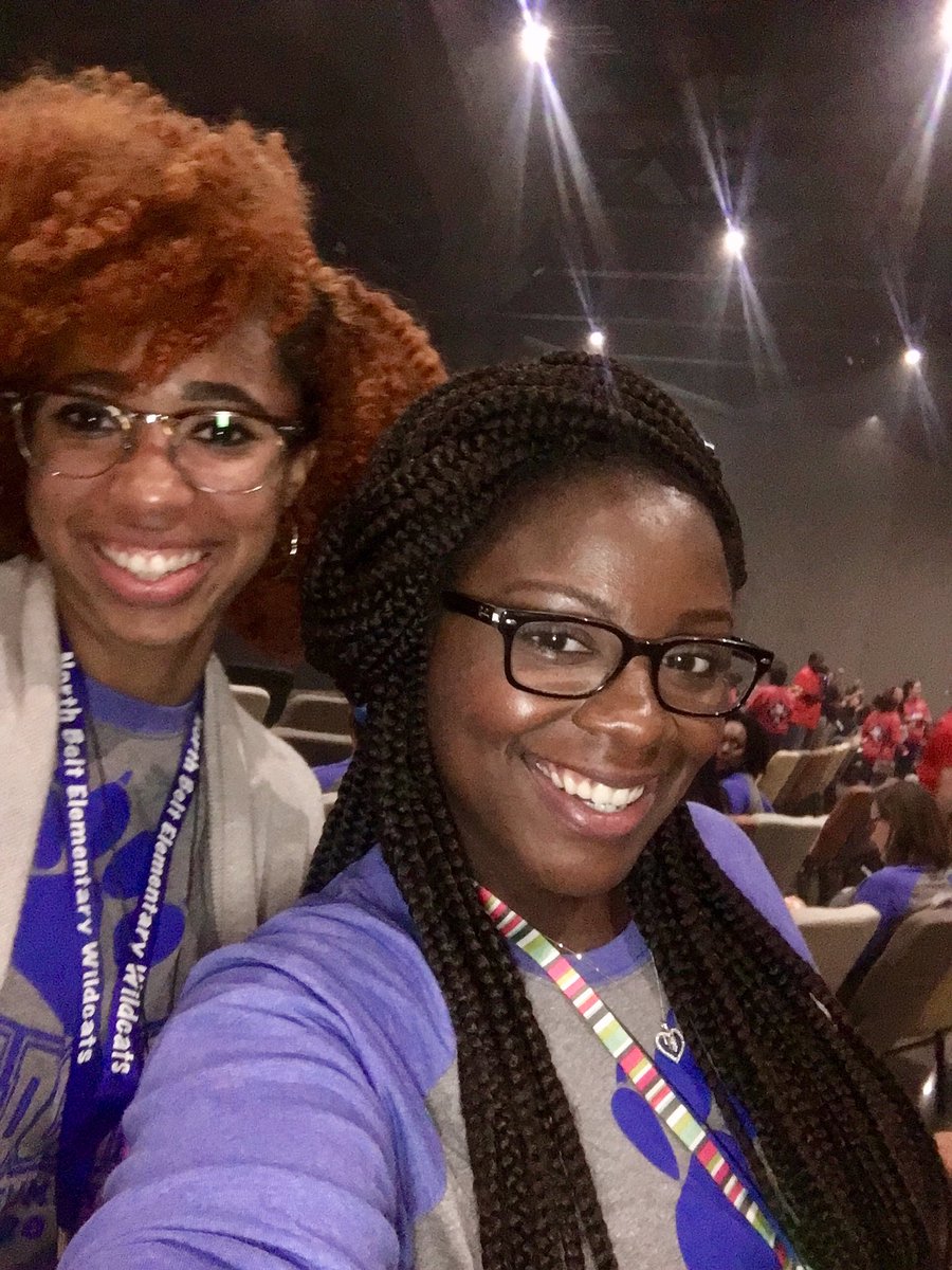 Teach_MrsJ's tweet photo. Waiting for the #HumbleISDConvocation to start with my partner @MrsK_NBE #3rdgradeRocks @HumbleISD_NBE #TeamNorthBelt https://t.co/hl9qNut4VU