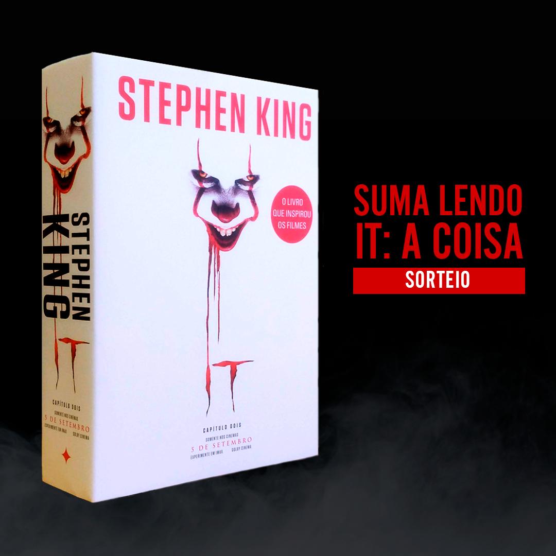 EditoraSuma's tweet photo. SORTEIO #SumaLendoIT 🎈 

Amanhã começa nossa leitura coletiva de IT: A COISA! 🎉 Pra comemorar, vamos sortear um kit com 1 exemplar do livro com sobrecapa do filme + 1 botton + 5 marcadores. Pra concorrer é só seguir a Suma e dar RT neste tweet! O resultado sai no dia 07/08. https://t.co/RsOBmcoTWd