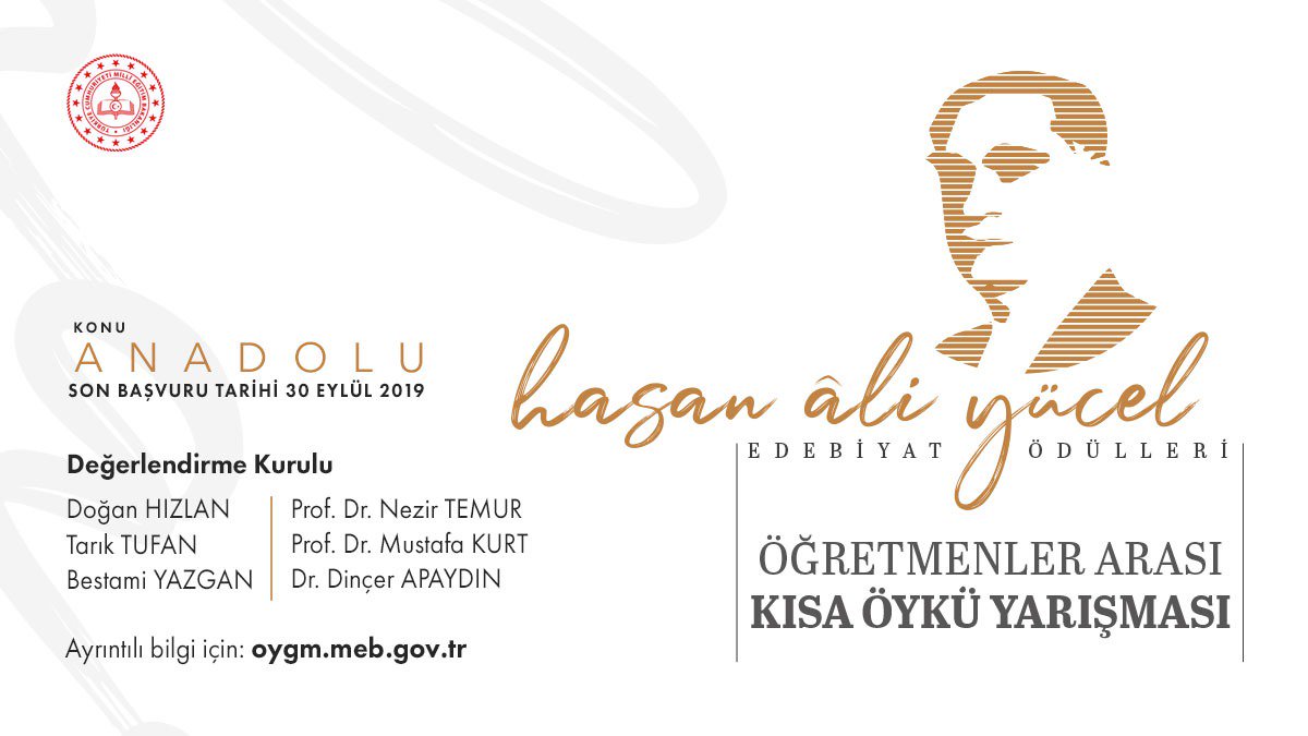 Okullarımızdaki suskun kalemlerin sesini duyalım diye; Hasan Ali Yücel Edebiyat Ödülleri kapsamında Öğretmenler Arası Kısa Öykü Yarışması düzenledik. Tüm öğretmenlerimin katılımını ve desteğini beklerim.
#hasanaliyüceledebiyatödülleri
oygm.meb.gov.tr/kisaoyku