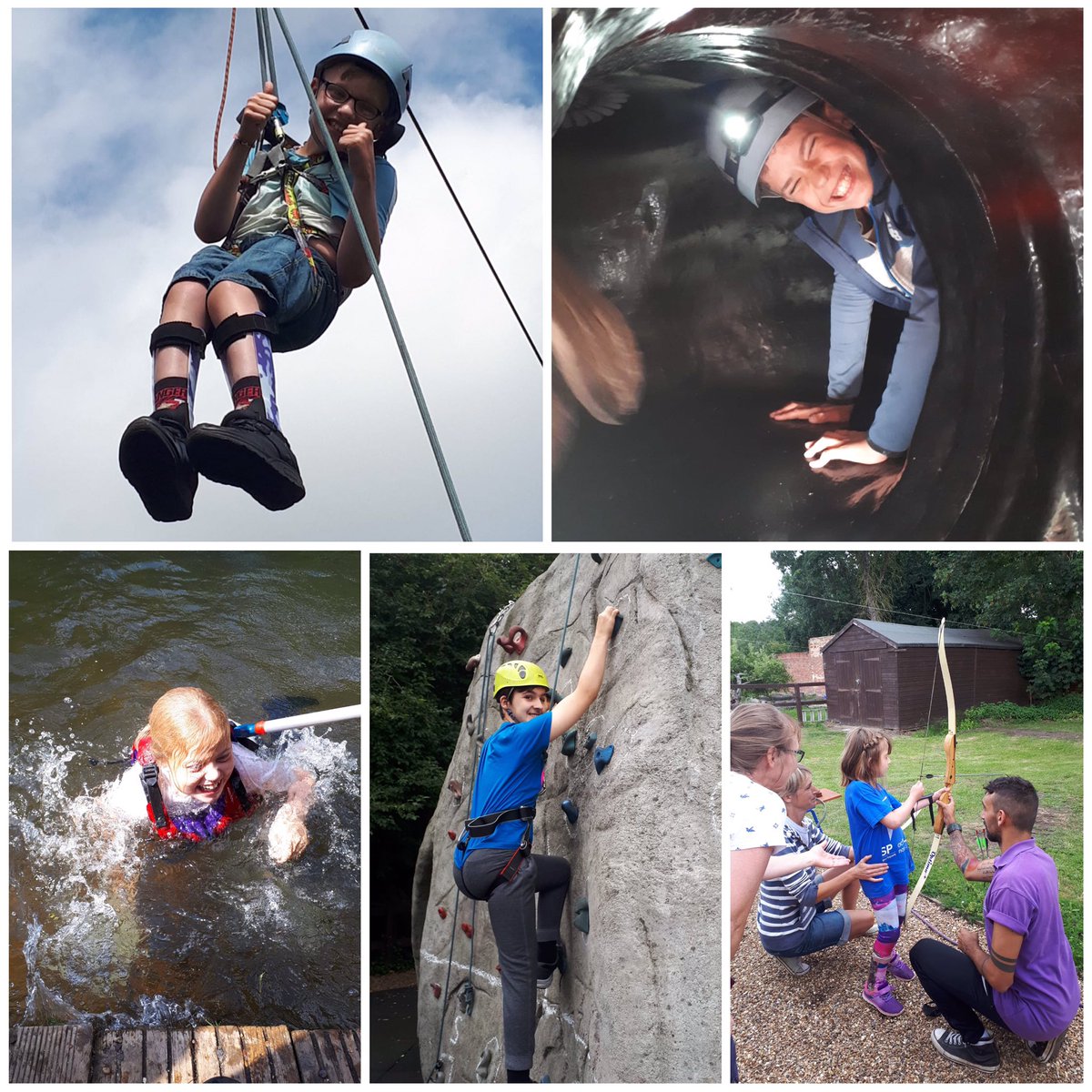 NNUHPaedsAHPs's tweet photo. IT’S PHYSIO SUMMER SPORTS SCHEME WEEK 😁 A fab first day yesterday climbing, zip wiring, caving, archery, and canoeing @NNUH @NNUHphysio https://t.co/fKwbiwbsSw