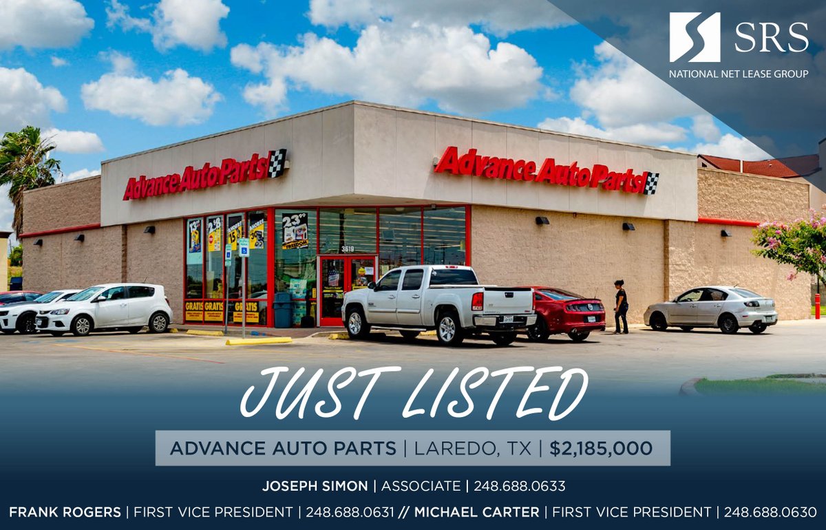 New Listing: Advance Auto Parts - Recently Extended Lease - Strong Location - SRS Assisted w/ Lease Extension - Bring Offers

Joseph.Simon@SRSRE.com

#NNN #ICSC #netlease #investor #investmentsales #development #retail #CRE #Commercial #properties