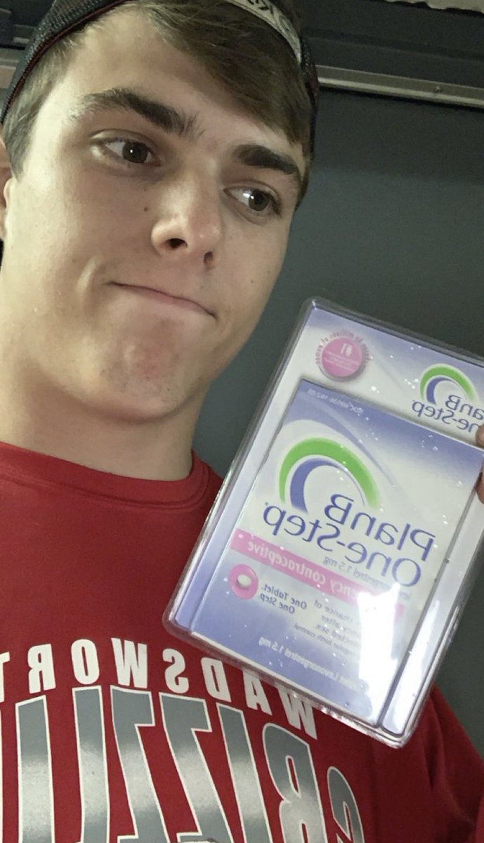 Brett11Randolph's tweet photo. Just went to target looking for Advil and came across plan B so I sent it to all my friends to see what they’d say😂 https://t.co/V4JPAJVZ3Q