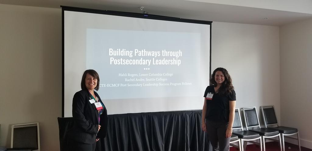 edheadsteve's tweet photo. Great to see Postsecondary Leadership Success Program (sponsored by the @ECMCFoundation) fellows  Hahli Rogers @LowerCC &amp; Rachel Andre @SeattleColleges leading a session at the WACTE Summer Conference. Great info and discussion! #CareerTechEd https://t.co/iTJt2Ci43p