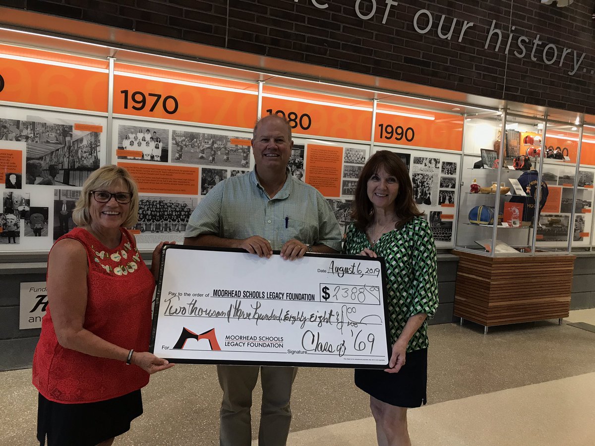LegacyMhd's tweet photo. Thank you to the class of 1969  for their generous donation to the Moorhead Schools Legacy Foundation. https://t.co/uXR4L80ORy