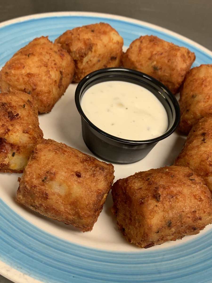 ThatchPompton's tweet photo. Tater Bombs!!!  Deep fried shredded potatoes, bacon, cheddar cheese &amp; chives; served with a side of ranch!  Get them on this week’s specials menu! #getthatchd #thatchislife https://t.co/SFbAJSwzou