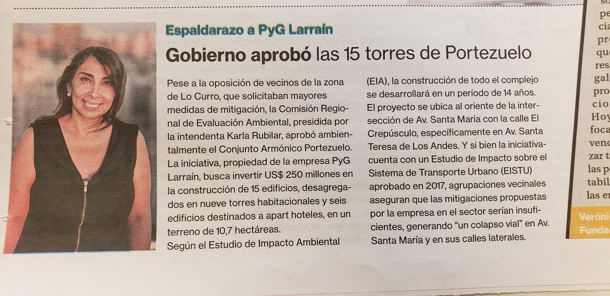 felirarrazaval's tweet photo. Lamentable, @IntendenciaRM aprobó proyecto Portezuelo. 15 edificios, y no fue Estudio Ambiental, no incluyó participación ciudadana y el EISTU es un chiste. Qué pena que autoridades no ejercieron su rol fiscalizador como corresponde. No a los nuevos guetos verticales! https://t.co/AC8hGT133p