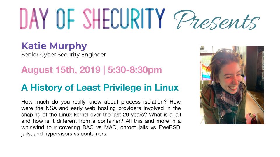 Zavala_CyberSN's tweet image. #Infosec peeps - I know most of you are at summer camp but I hope to see you next week (8/15) @CircleCI for @DayOfShecurity Presents. 
Fun infosec stuff to discuss and stories to share about @BlackHatEvents + @defcon 
eventbrite.com/e/day-of-shecu…