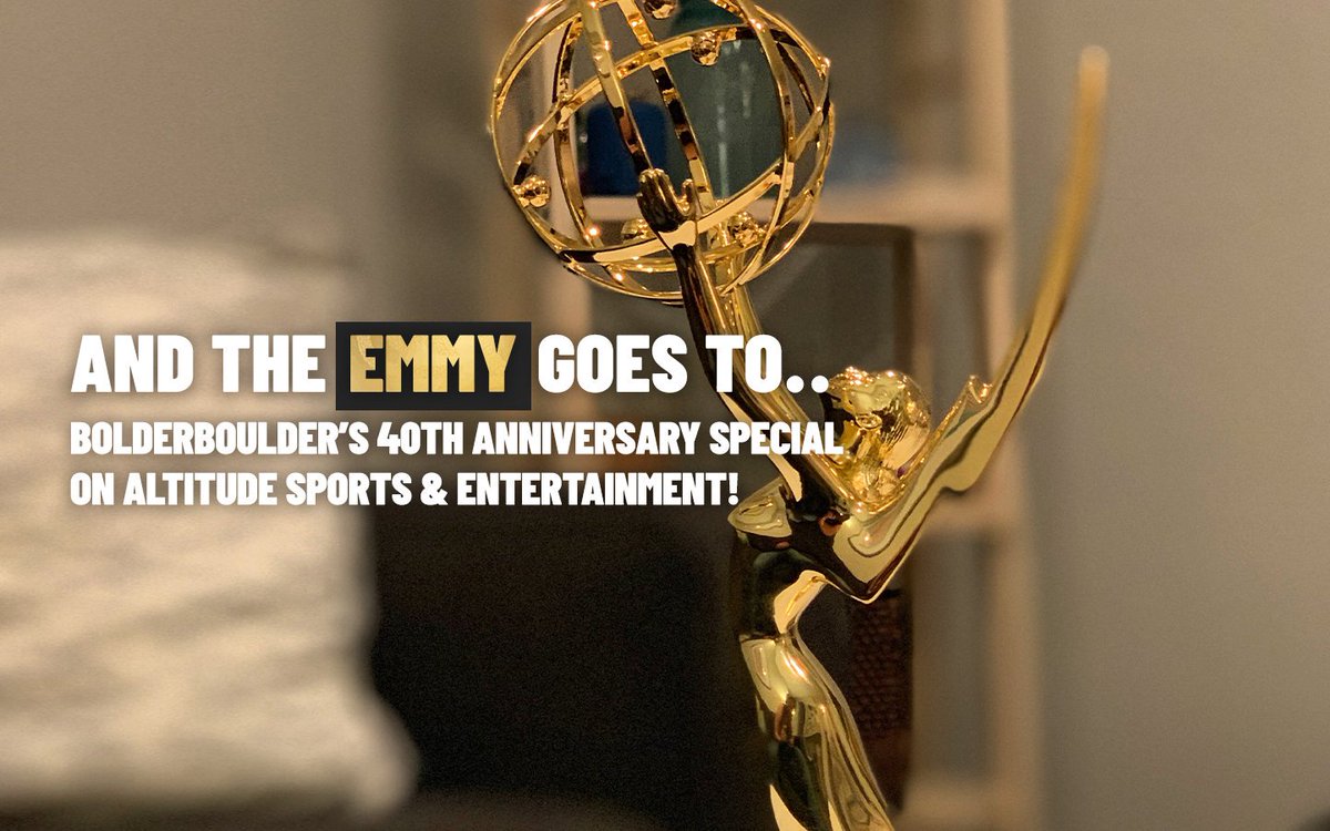 bolderboulder's tweet photo. Special shout-out to @MarinaMackrow @altitudetv and the #BOLDERBoulder teams who worked hard on last year's #40YearsBOLD special and took home an Emmy a few weeks ago! We are honored to work with such a fantastic group! #GofortheBOLD https://t.co/wKaFUhwhzO