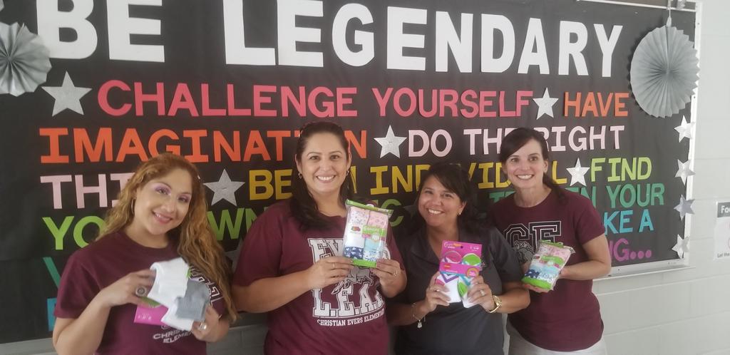 happyNessTeach's tweet photo. @NISDEvers Specialist team Rocks the Socks & the first to #fillthebin Way to #EversLead and be #LegendaryUnicorns @Evers_Math @Catlovinlibrari @SaraReadorRot @happyNessTeach https://t.co/dIKphL25TY