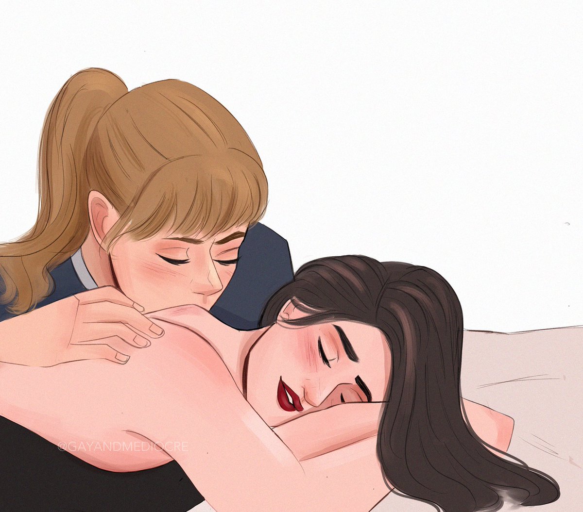 gayandmediocre's tweet photo. hello here are some bangs and back smooches i drew just now  #supercorp https://t.co/jDSIRN9kuR
