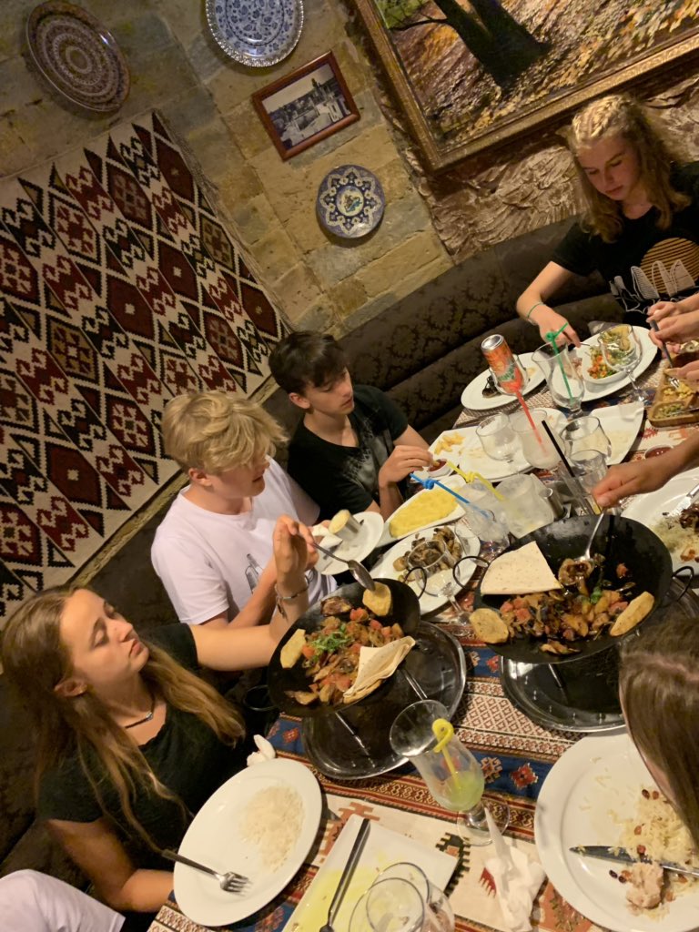 ExpeditionBig's tweet photo. Team 2 Azerbaijan’s final feast before prepping for the airport - lots of food, reflection and always laughter. #terranovaexpeditions #enjoyrespectachieve #strengthandhonour https://t.co/Ndu2288sY1