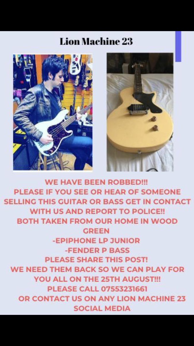 #robbed #northlondon #crime #WoodGreen #TurnpikeLane #hornsey #fender #guitars #london #police #Music #electricguitar