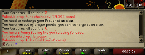 VulpiRunescape's tweet photo. lmao, got the red dog to match my red status. easy game #rainingcatsanddogs #stillhardcore https://t.co/xBTsCMZvh0
