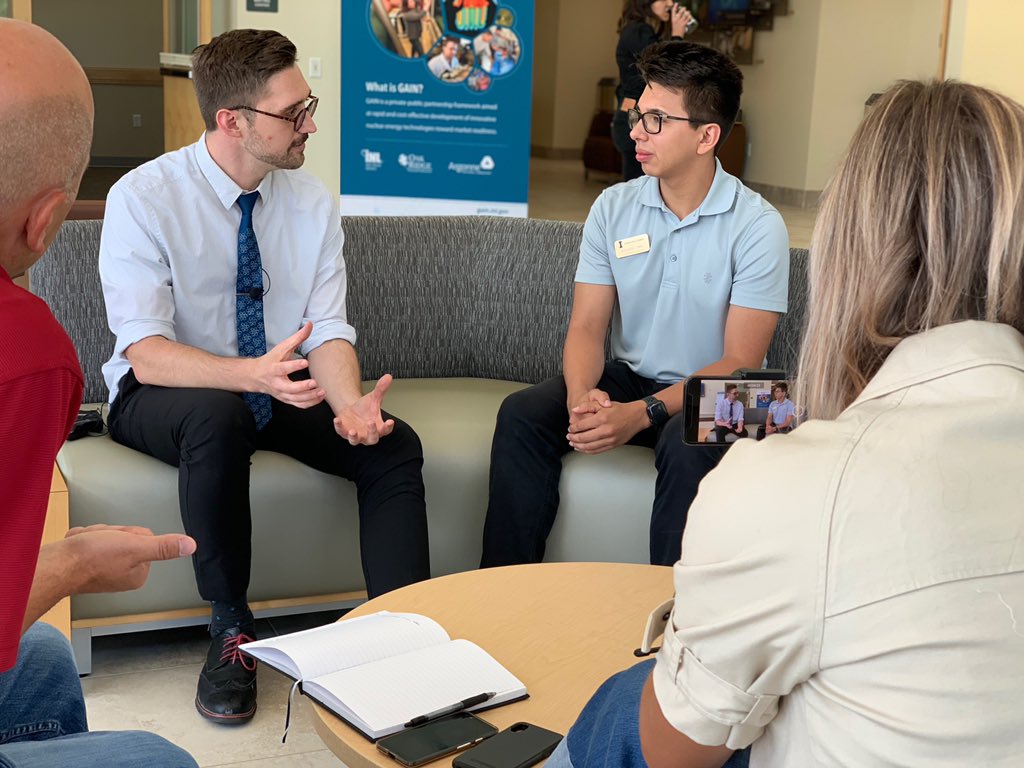 GAINnuclear's tweet photo. I spy 👀 @Gen_Atomic working with some folks on how to film short videos 🎞 during the #AtomicWeek Social Media Content Creation Workshop 📱 https://t.co/B06ZgAyrXn
