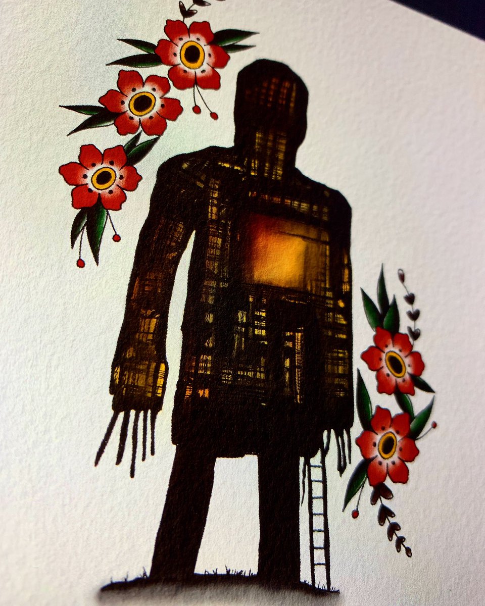 Chrisbarrett131's tweet photo. “Come. It is time to keep your appointment with the Wicker Man” #thewickerman #thewickerman1973 #lordsummerisle #christopherlee #edwardwoodward #harvest #sacrifice #horror #horrorfan #horrorart #flash #tattooflash #tattooart #tattoo #flash #horrorflash #horrortattoo #horroraddict https://t.co/eDeW9nInP2