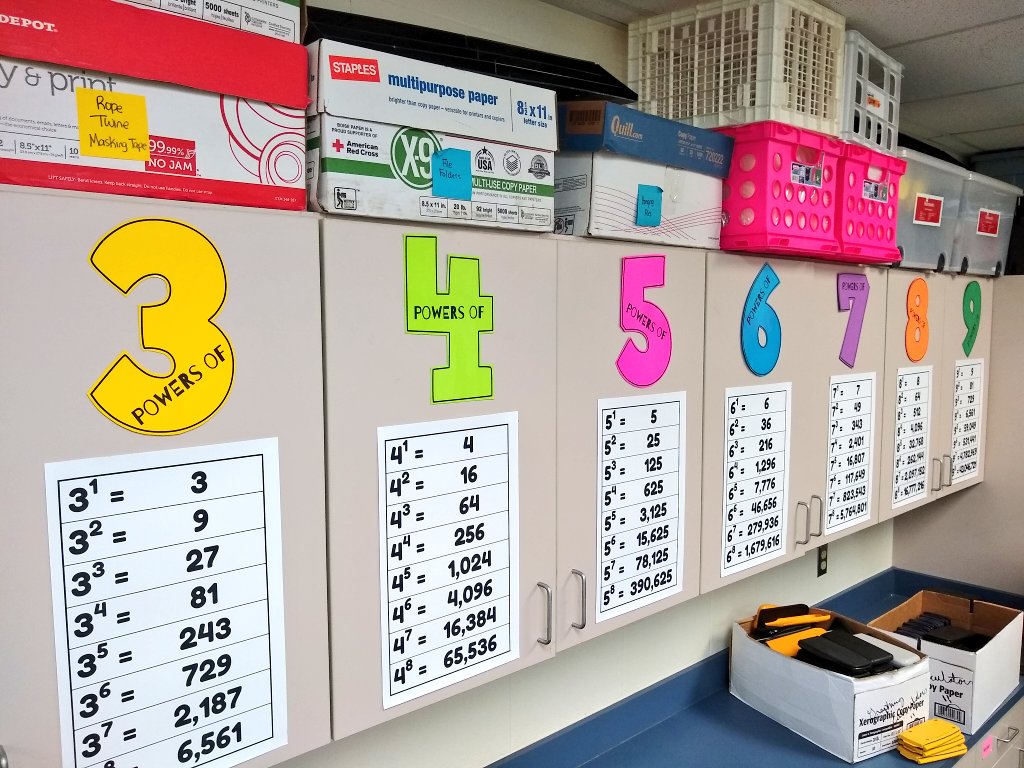 mathequalslove's tweet photo. So excited about my new power posters! I have a feeling they are going to come in super handy for exponentials, logarithms, and radicals in Algebra 2. #mtbos #iteachmath https://t.co/rDjOogLVZO