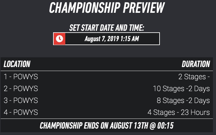 Próximo campeonato del <a href="/Escuadron69_/">Escuadron69</a> en @dirtgame estrenamos @WalesRallyGB !! Y emulando tramos y días del último <a href="/OfficialWRC/">FIA World Rally Championship</a> <a href="/RallyFinland/">Secto Rally Finland</a>, así queda el campeoanto. Vamos esos <a href="/puters69/">Puters69</a> !!