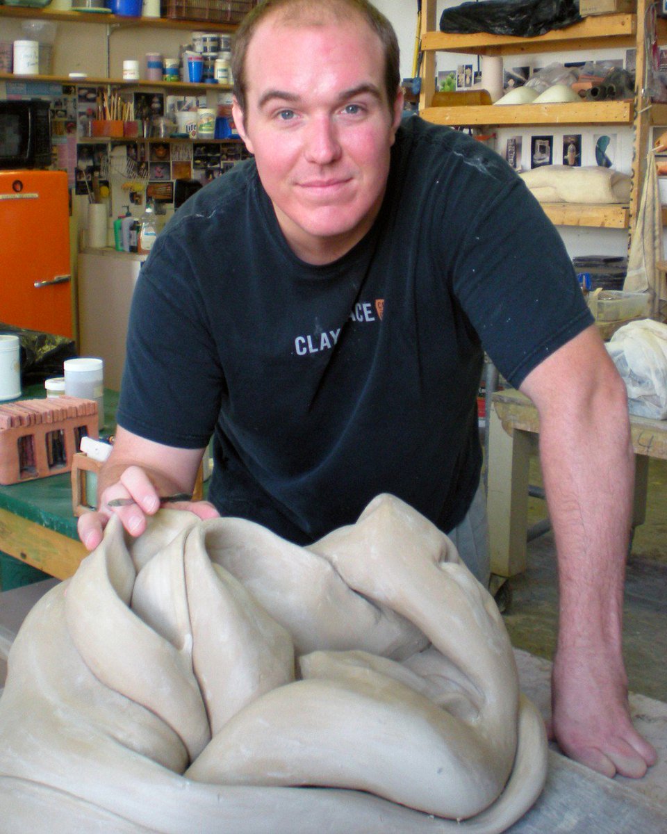 KMACMuseum's tweet photo. Meet the artist: Hunter Stamps creates shape-shifting ceramic sculptures that move from bodily references into abstract, eerie biomorphic forms. He transforms clay into textures that often look like leather, fabric, bone or scarred skin. See his work as part of #KMACTriennial https://t.co/NGS3NMrcg6