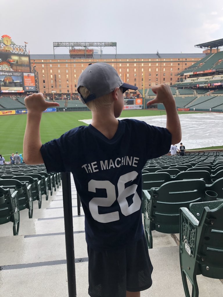 djeverline's tweet photo. Remy is ready to see “The Machine” in action so this rain needs to get lost #NYYvsBAL @MLB @MLBNetwork @Yankees https://t.co/JJCkVZcQDv
