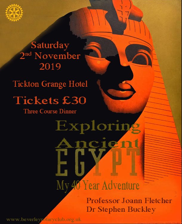 Book online now to hear Prof Jo Fletcher on her return to Beverley. beverleyrotaryclub.org.uk