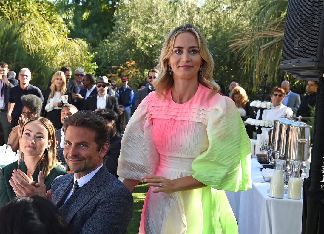 emily blunt & bradley cooper:“he’s such a wonderful dear person, and he’s always been such a great friend, such a great supporter and i’m so thrilled for him, there’s not really anybody who deserves it more... he clearly made a knockout masterpiece”