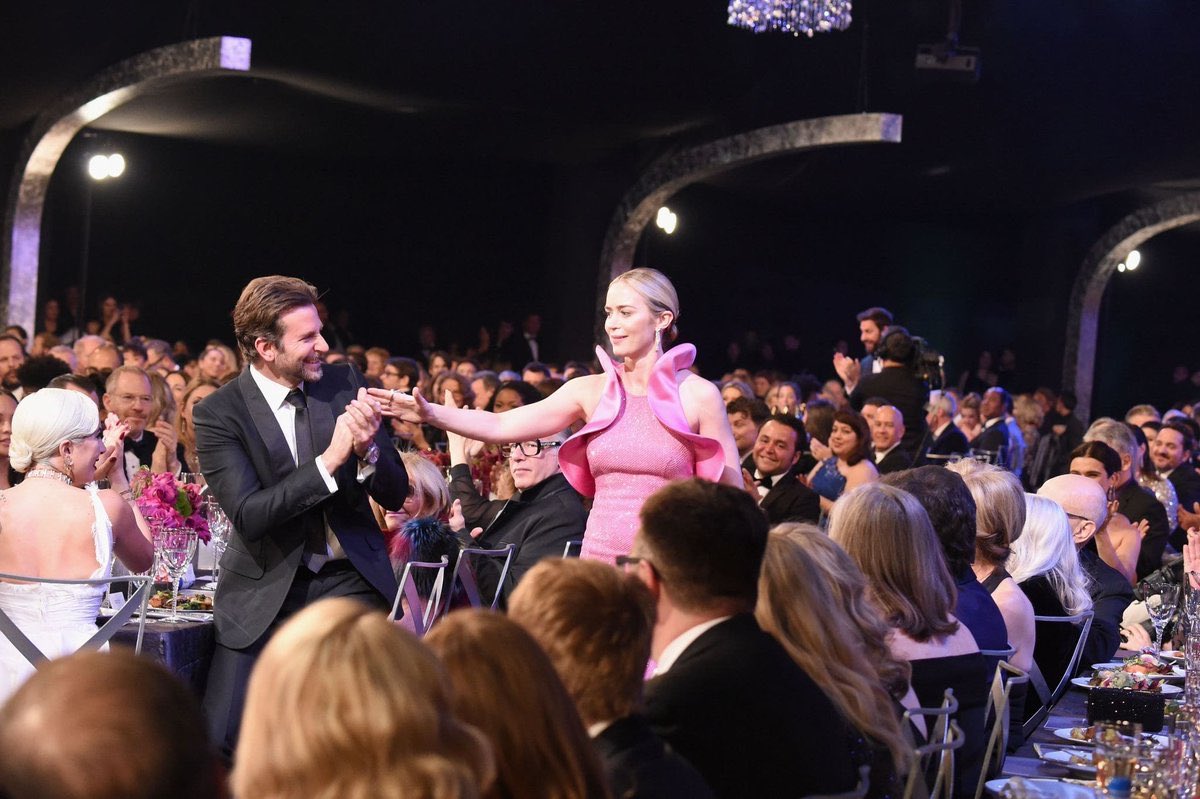 emily blunt & bradley cooper:“he’s such a wonderful dear person, and he’s always been such a great friend, such a great supporter and i’m so thrilled for him, there’s not really anybody who deserves it more... he clearly made a knockout masterpiece”