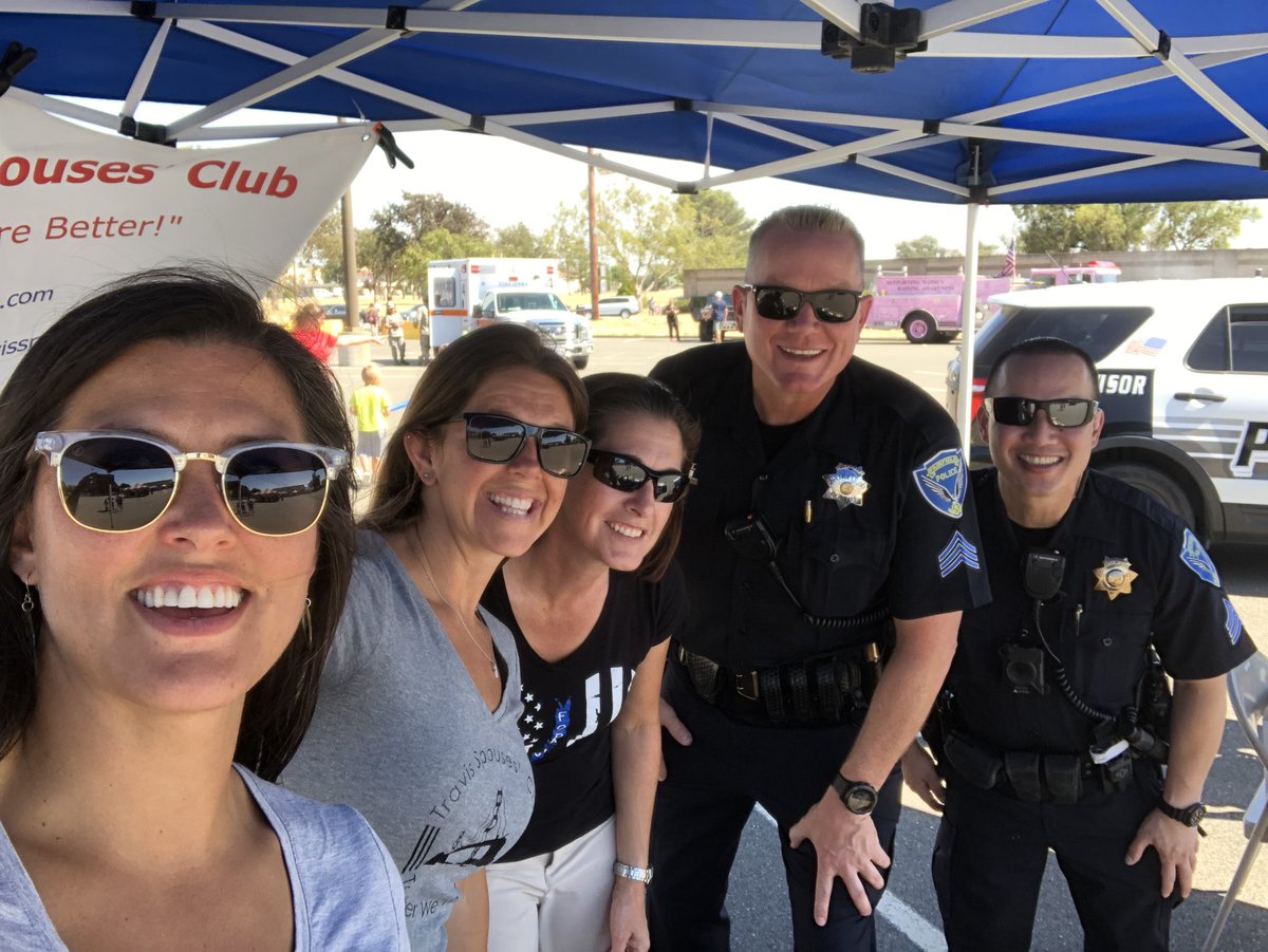 Enjoying the warm weather with our friends  at TAFB for #NationalNightOut  They even have Cop Cupcakes! #FFPD