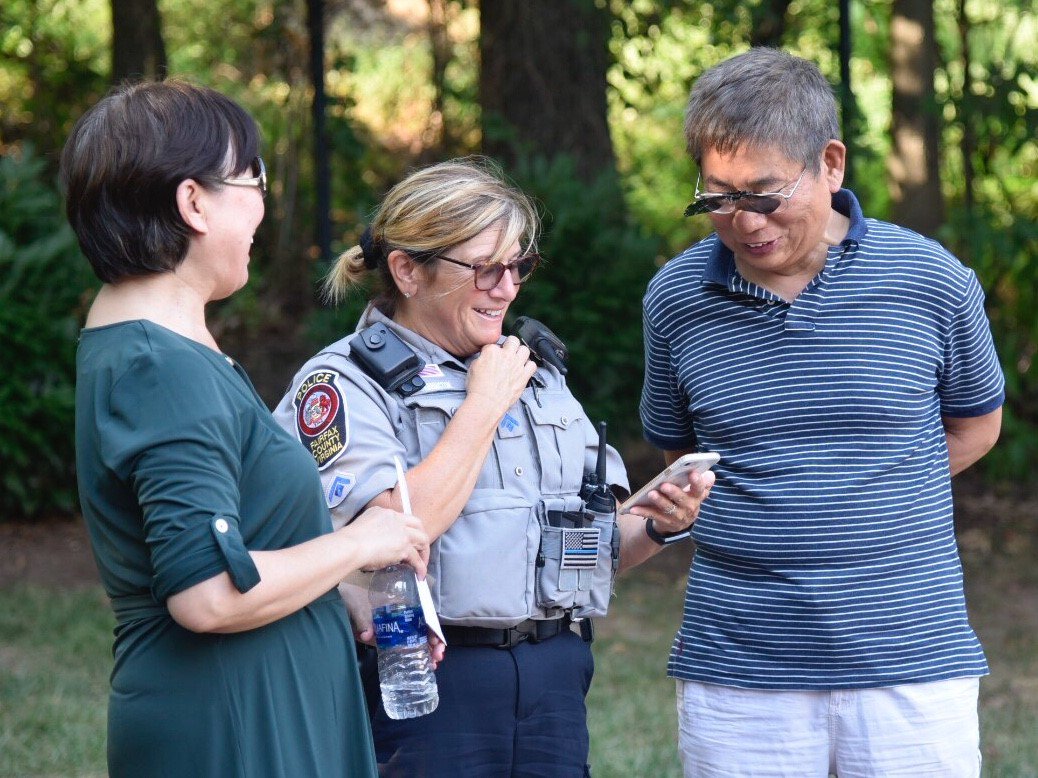 FairfaxCountyPD's tweet photo. Good food, great company, and lots of fun to be had... #NationalNightOut2019 is in full swing! 🤗 Tweet us with pictures from your neighborhood events! #NNO2019 #NationalNightOut #FairfaxCounty #FCPD https://t.co/fSXbhPQq5C
