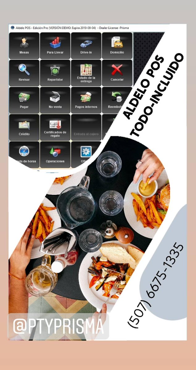 PtyPrisma's tweet photo. #Sistema #AldeloPosPanama #TODOINCLUIDO ~ EFICIENCIA MAXIMIZADA #Soportetecnico #Domicilio #Delivery #Inventario #Control #Restaurantes #Cafeteria #Bares #Foodtruck #Hoteles #Reservaciones https://t.co/4dziMo4JK6