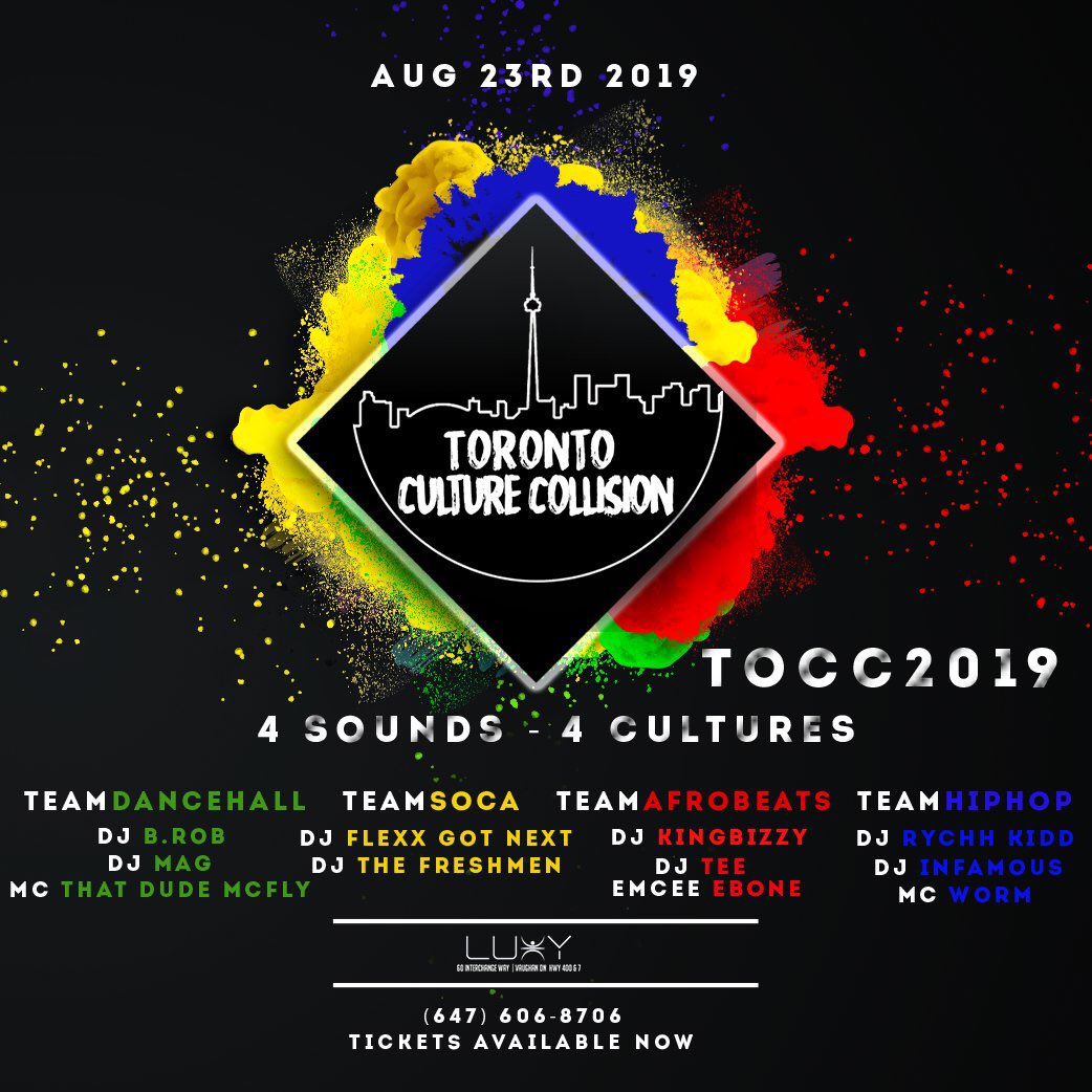 Jbyronnn's tweet photo. On Friday August 23rd, @_TOCC Returns
The Top DJ's In Toronto, Representing The Biggest Cultures In The City Are Back To Bring You The Hottest Party Of The Summer Ft Dancehall, Soca, Afro Beats & Hip-hop.
Come Out & support @DjTee_ & @KINGBIZZY_XXX #TOCC2019 https://t.co/558TtPMkjH