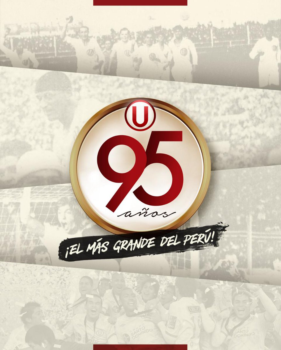 Universitario's tweet photo. ¡9⃣5⃣ AÑOS DEL MÁS GRANDE! 🏆

Un día como hoy en 1924, se funda el Club @Universitario de Deportes, una institución emblema y referente nacional. 🇵🇪
95 años de pasión, historia y gloria. 
95 años siendo el equipo más grande del Perú. 🎖☝🏼⚽️👑

#95delmásGrande 
#agos7o
#YdaleU https://t.co/tyVam3FlD8