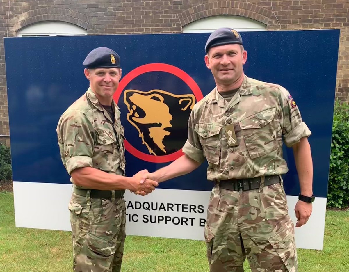 104Bde's tweet photo. A privilege to personally thank Brig Neil Thorpe for his selfless commitment in creating a culture of excellence, openness and inclusivity in @104Bde. I’ve big shoes to fill as the new Commander of @1UKDivision’s Very High Readiness #TheatreEnabling Capability. @21stTSC https://t.co/jfeJFoL0io