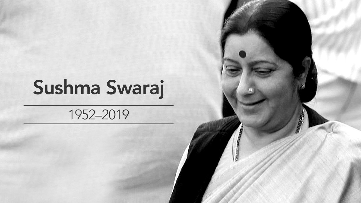digital360co's tweet photo. A glorious chapter in Indian politics comes to an end. We are saddened to hear the demise of Smt. Sushma Swaraj. She will always be remembered for her service to the people of India. Her memories will stay forever in the heart of every Indian. Om Shanti. https://t.co/xQSNgnJv6x